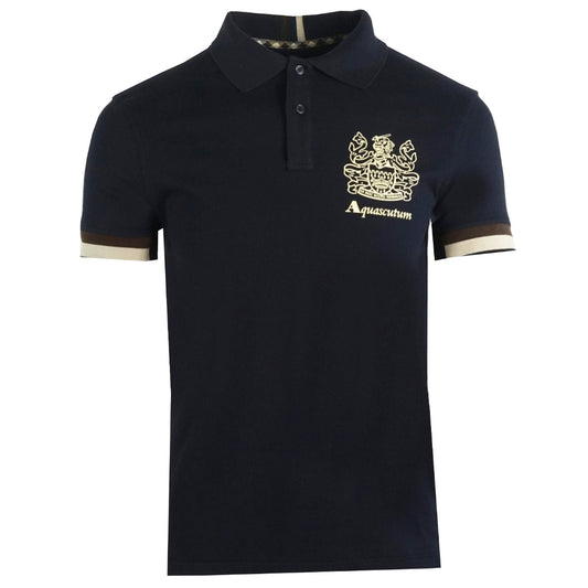 Aquascutum Aldis Crest Logo Navy Polo Shirt - Blakeburn