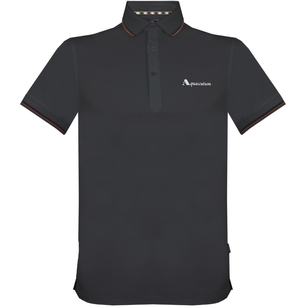 Aquascutum Mens Polo Shirt QMP024 99 Black