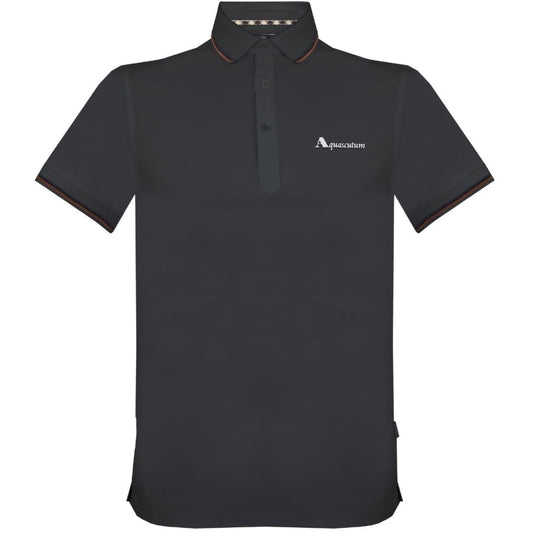 Aquascutum Mens Polo Shirt QMP024 99 Black