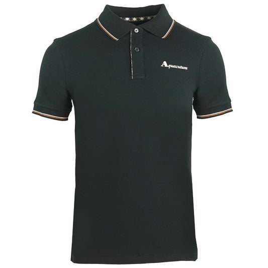 Aquascutum Tipped Collar Black Polo Shirt - Blakeburn