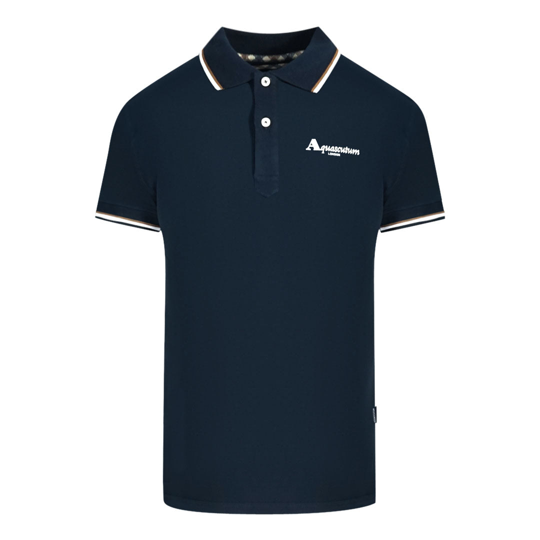 Aquascutum Mens QMP051 85 Polo Shirt Navy