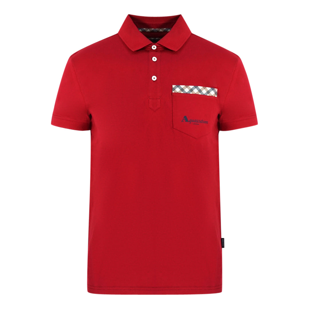 Aquascutum Mens QMP053 52 Polo Shirt Red