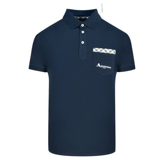 Aquascutum Mens QMP053 85 Polo Shirt Navy