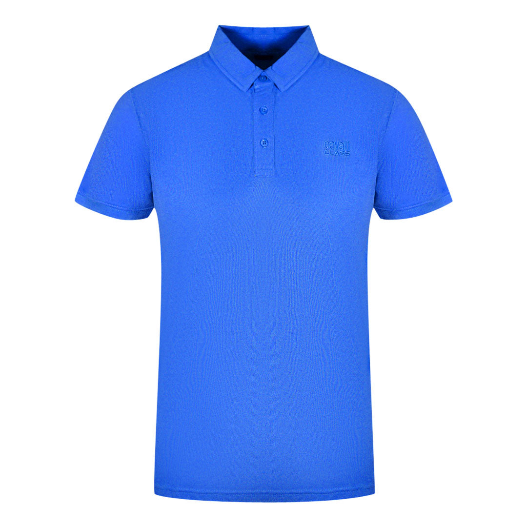 Cavalli Class Brand Logo Blue Polo Shirt