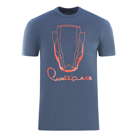 Cavalli Class Snake Head Logo Navy Blue T-Shirt