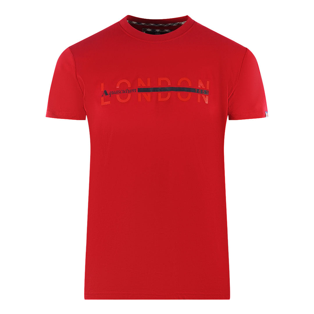 Aquascutum London 1851 Split Logo Red T-Shirt