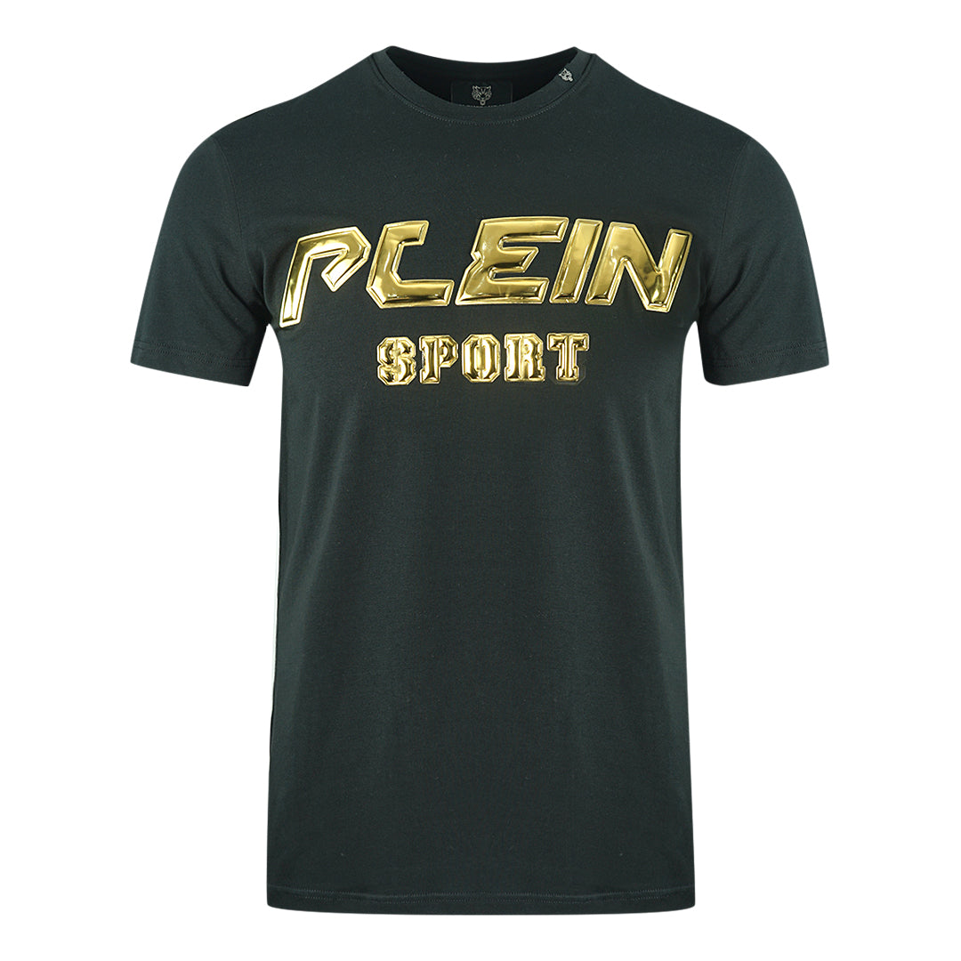 Plein Sport Gold Logo Black T-Shirt - Nova Clothing