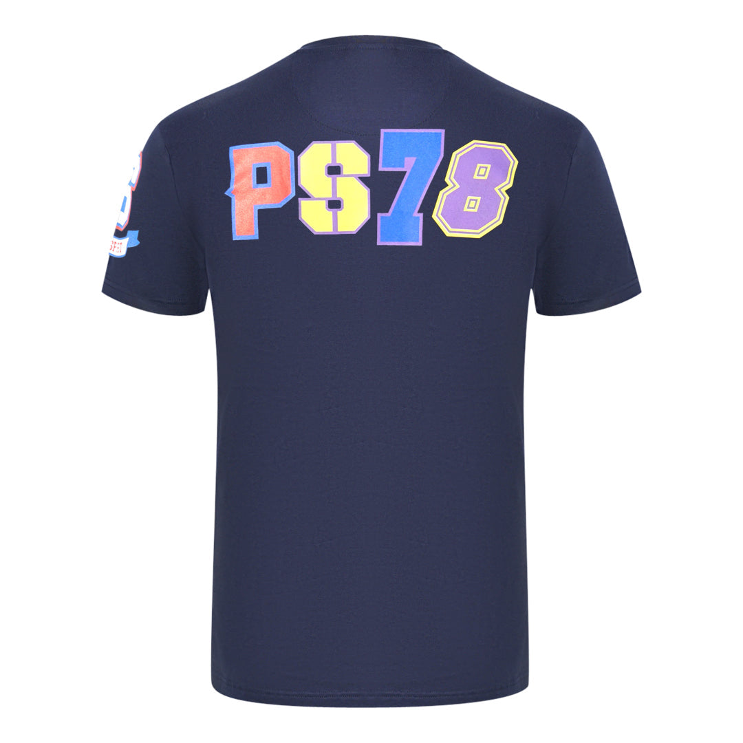 Plein Sport Multi Colour Logos Navy Blue T-Shirt