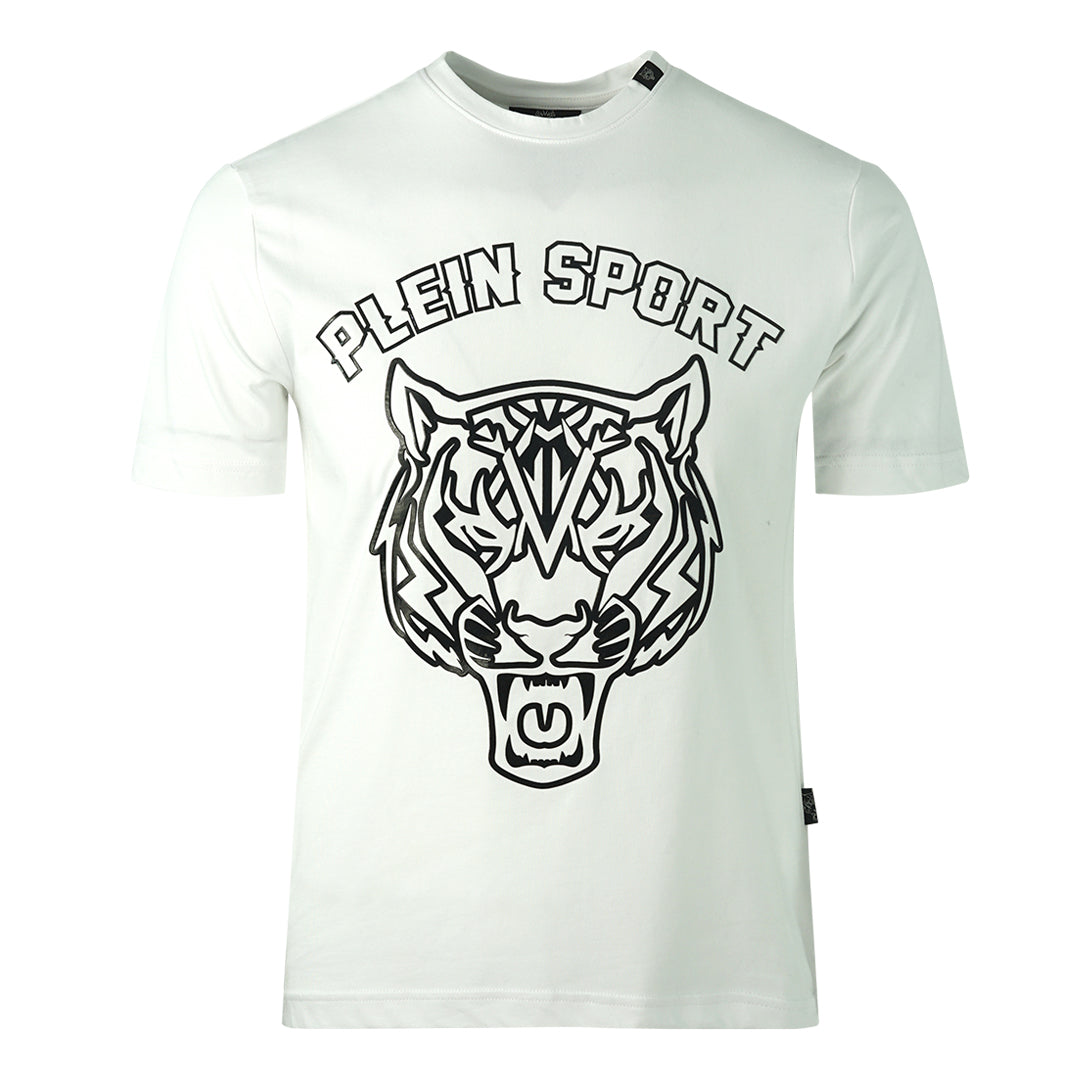 Plein Sport Tiger Head Logo White T Shirt